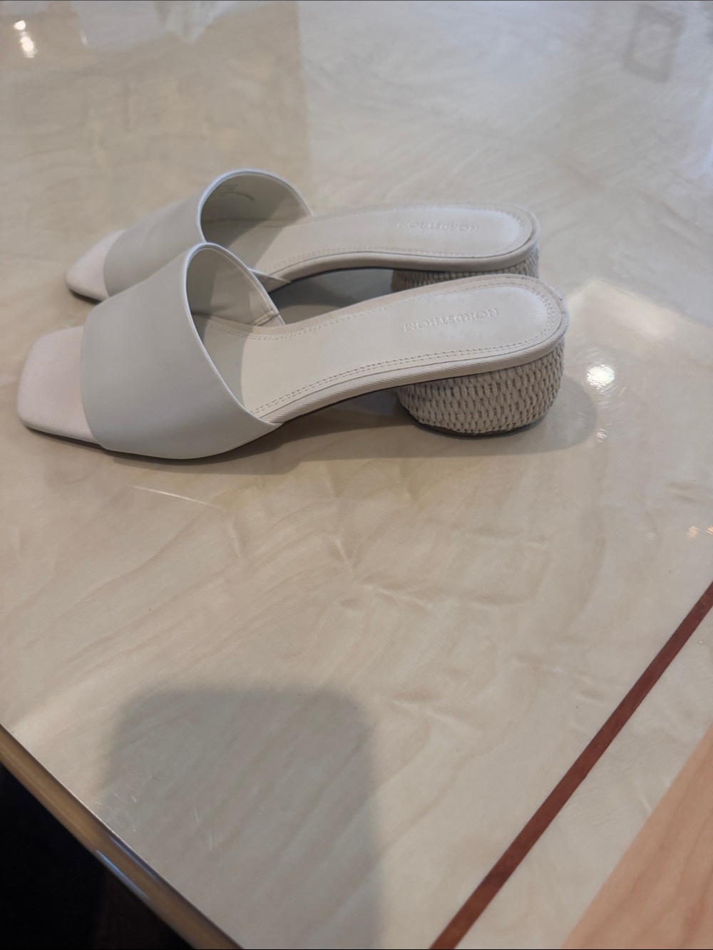 Nordstrom Cream Square-Toe Slide Mules